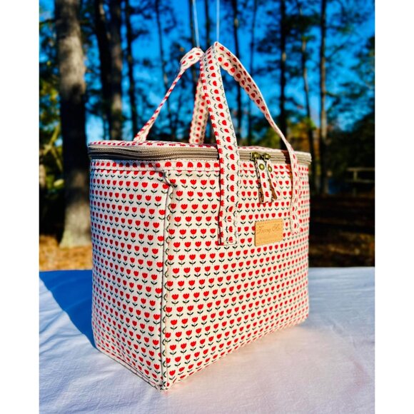 Floral Insulated Lunch Bag for Women,Reusable Lunch Box,Large Cooler for Office, - Picture 3 of 8